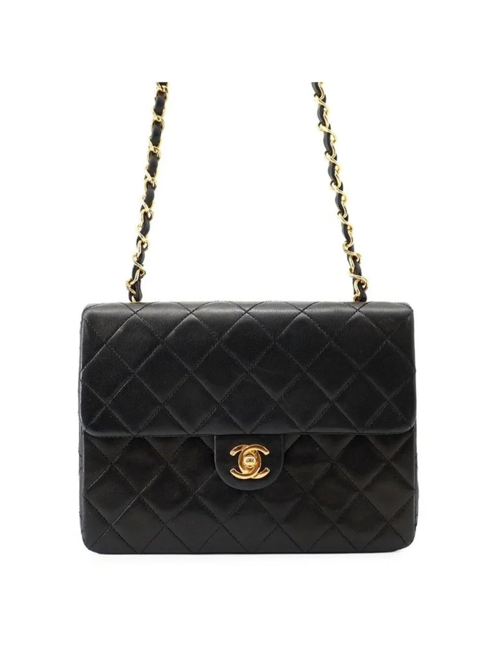 Chanel Chain Shoulder Bag Quilted 20 CC Logo Lambskin Mini Black